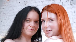 Two skinny teens Aliska Diabolical and Marica Shanti helter-skelter a mega gangbang with DPP DAP TP EKS266